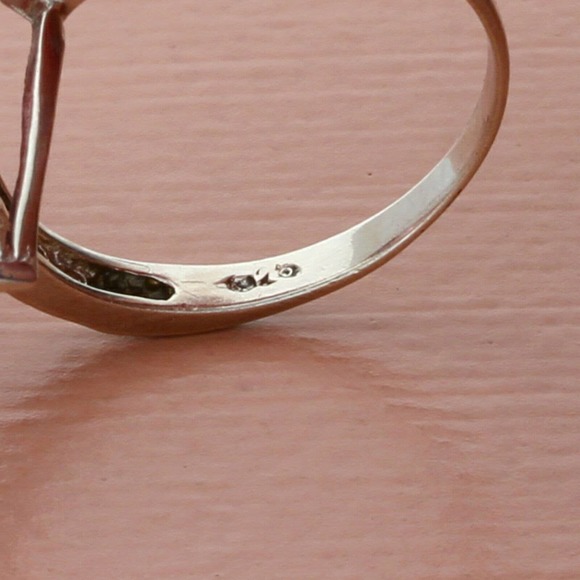 vintage sterling silver elongated pink cz cocktail ring size 8 - Picture 3 of 3